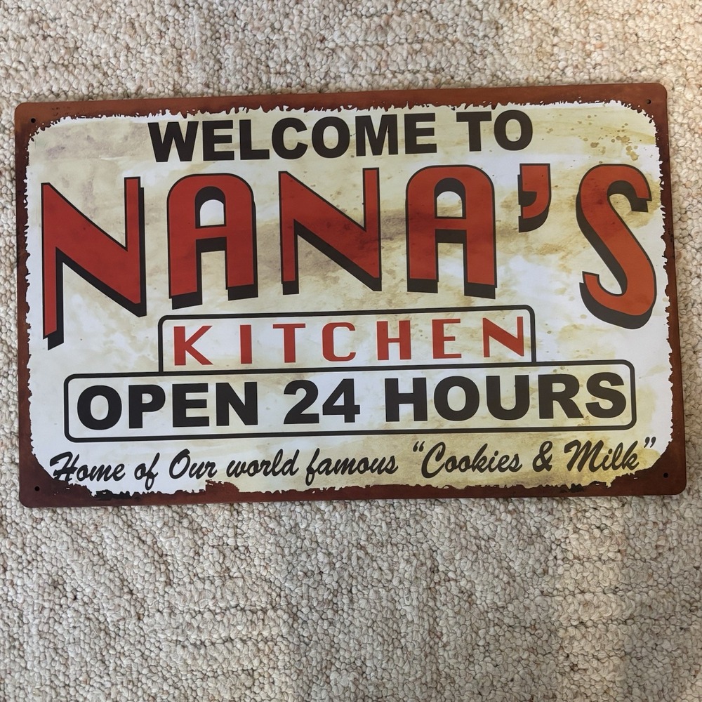 Welcome To Nana's Kitchen 10" x 16" Rustic Tin Sign Wall Decor Grandmother